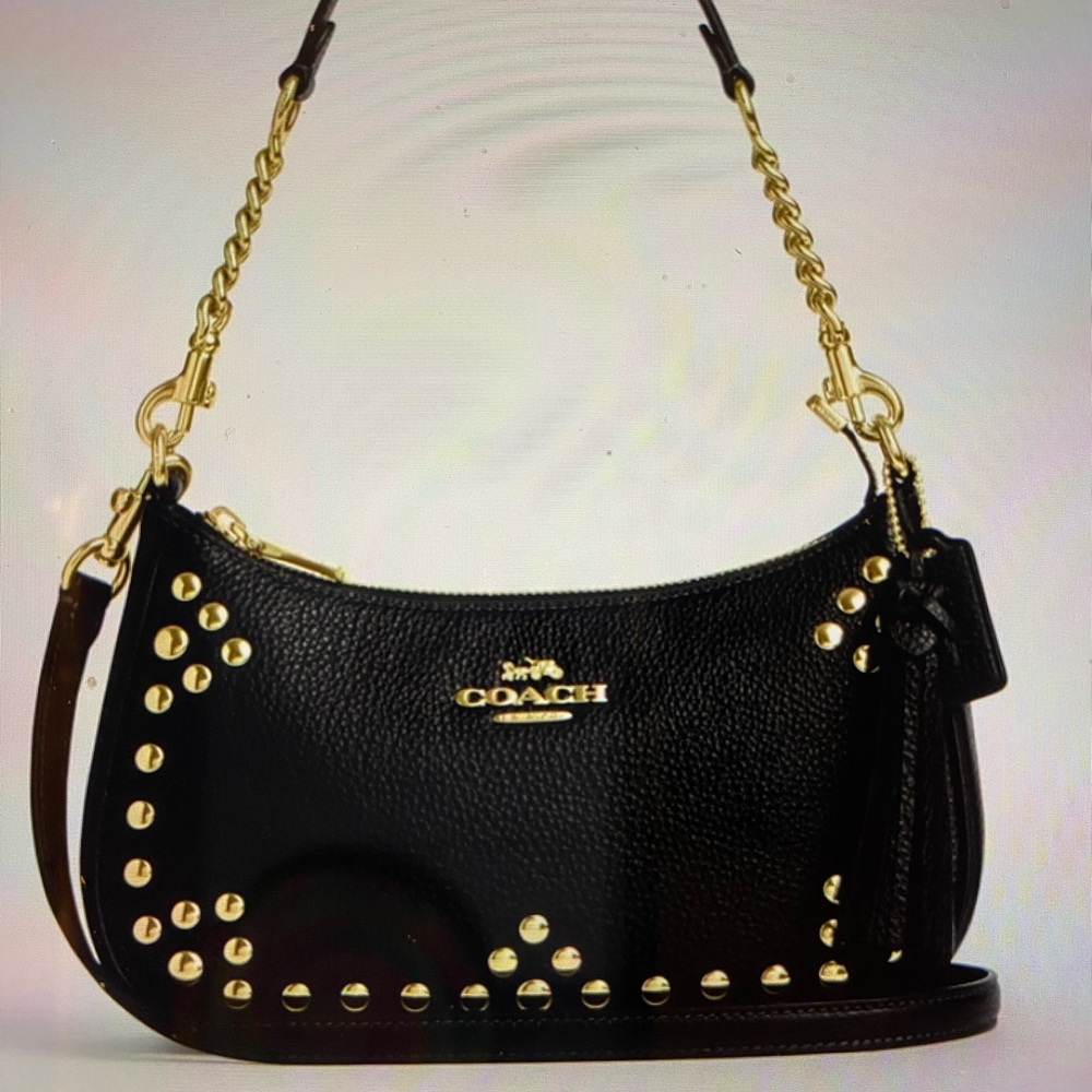 Coach Black Leather Bag with Gold Accents - Picture 4 of 7